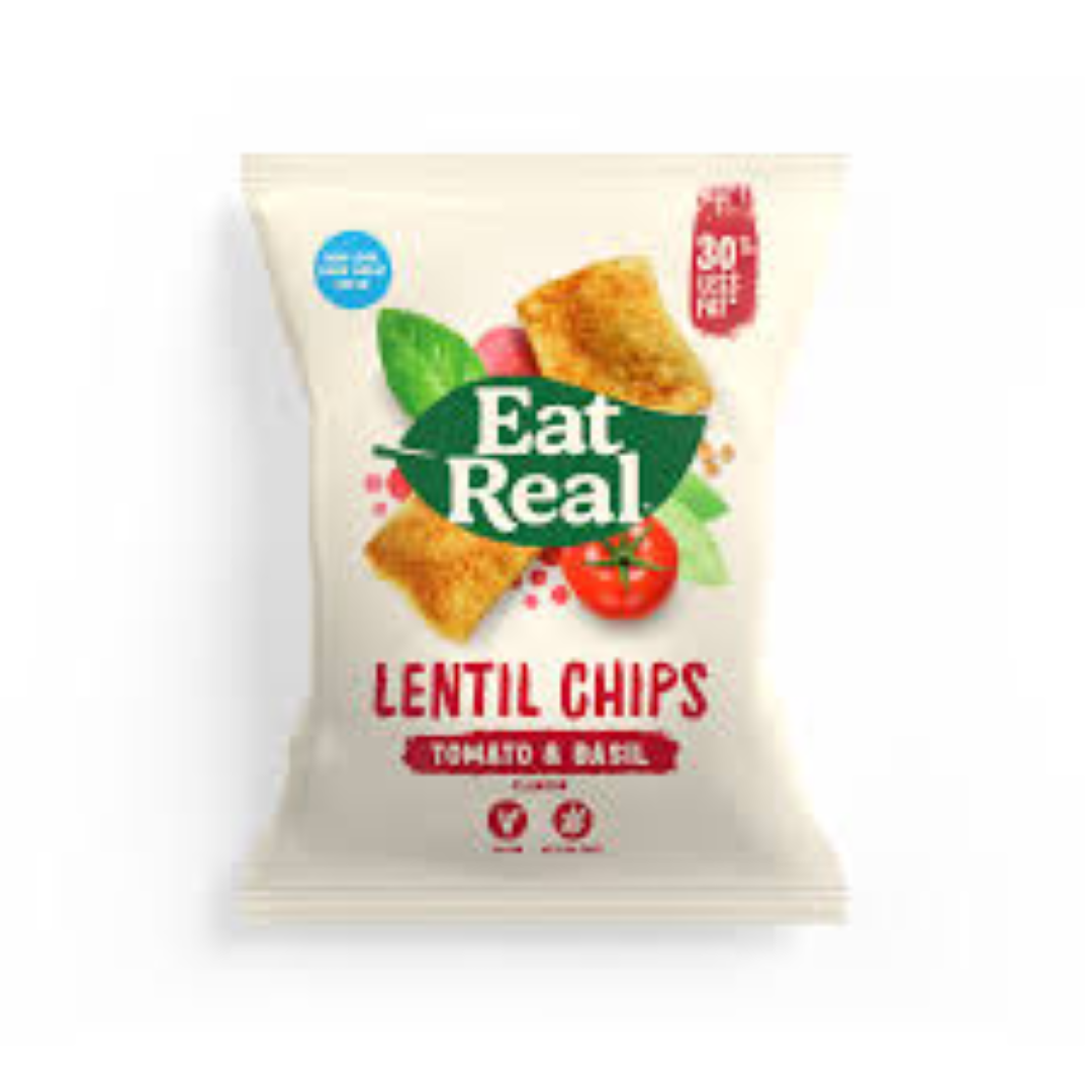 EAT REAL LENTIL CHIPS TOMATO & BASIL 113G